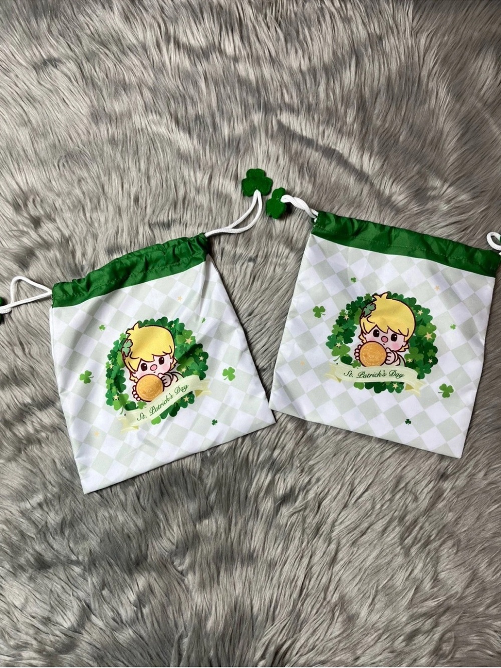 Bundle Of 2 Popmart Lucky Bag St Patricks Day Drawstring Collectible Bags